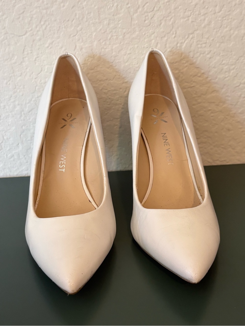Nine West bright white heels, size 8.5